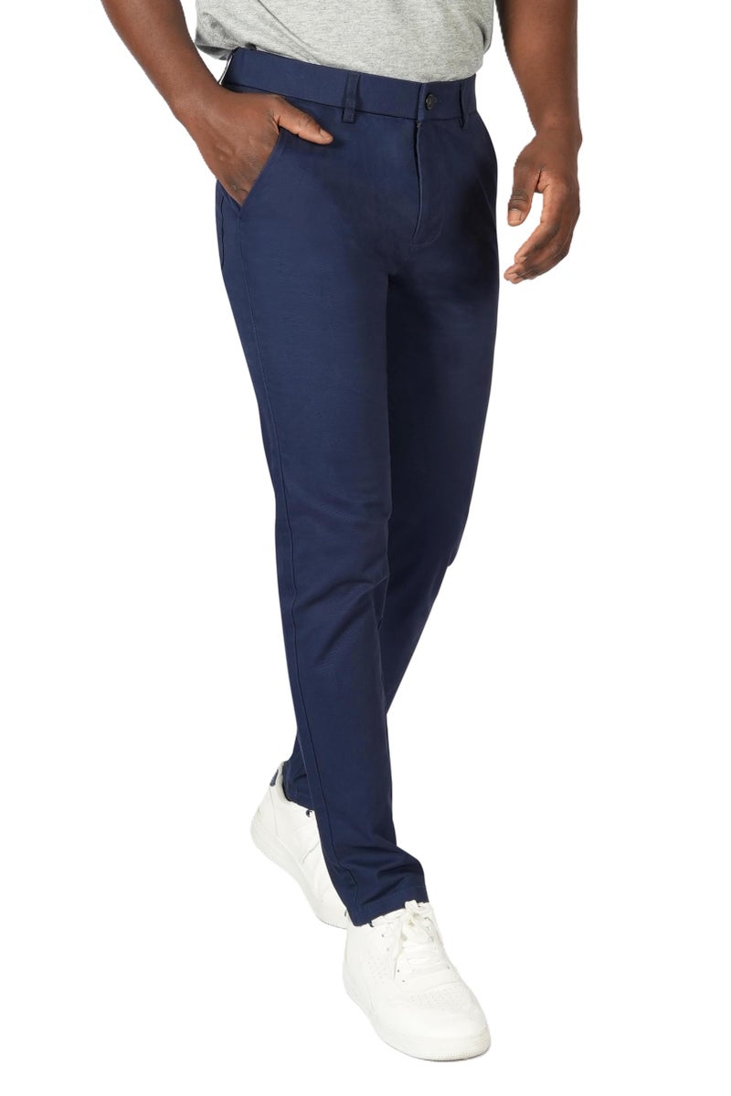Plaid&Plain Men's Skinny Stretchy Navy Blue Pants Colored Pants Slim Fit Slacks Tapered Trousers 819 Navy Blue 34X32 - Image 5